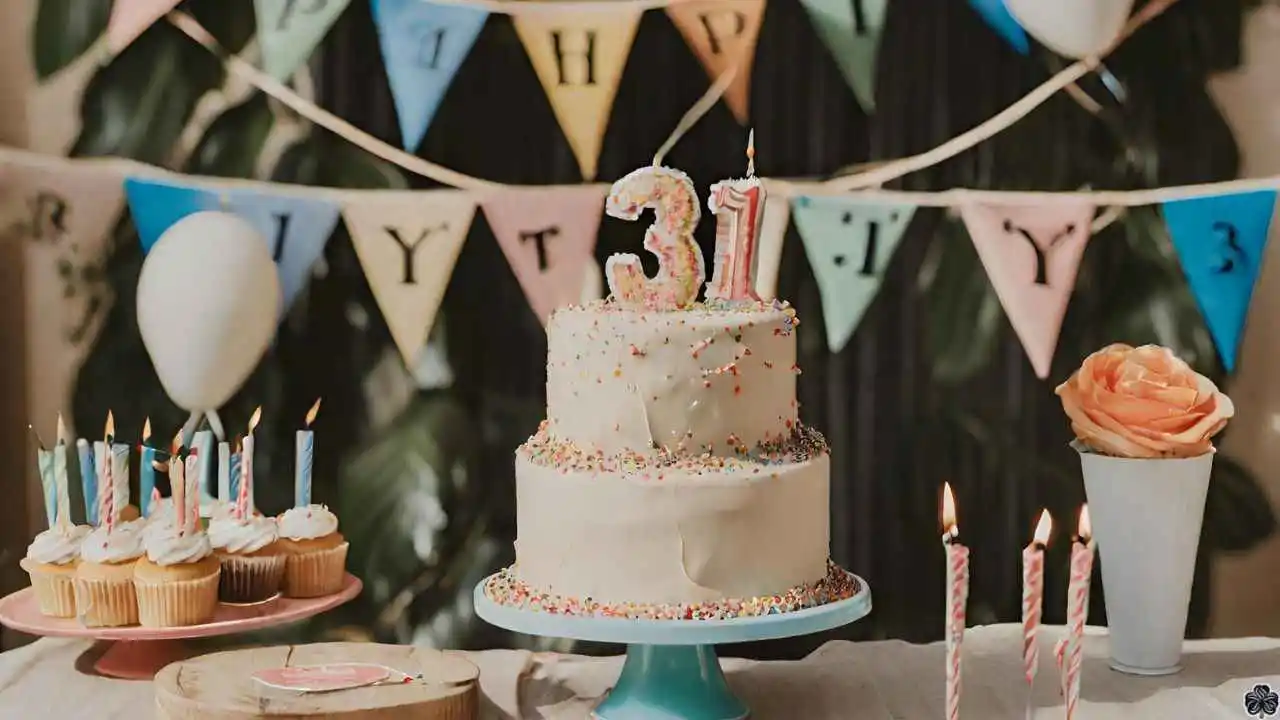 31. Geburtstagstorte und Cupcakes auf einem Tisch