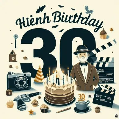 einfaches und filmisches Geburtstagsbild mit Geburtstagstext für eine Feier zum 30.