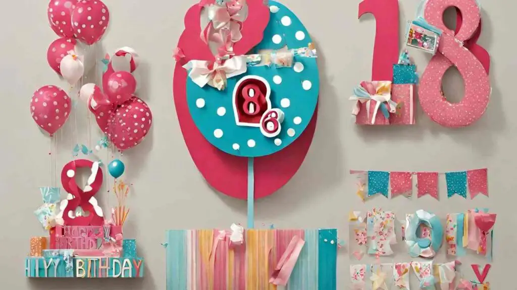 eine Auswahl an Luftballons und Dekorationen für eine Party zum 18. Geburtstag
