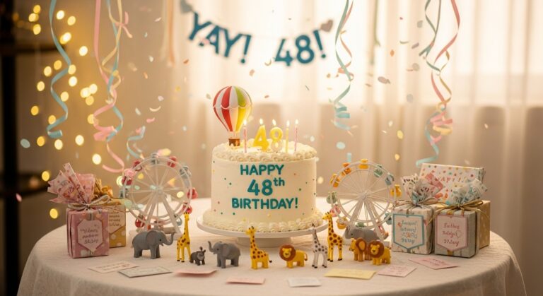 Alles Gute zum 48. Geburtstag mit einer süßen Feier.