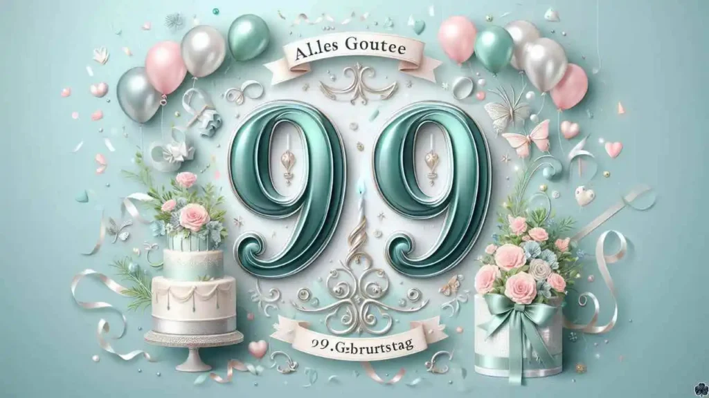 charmantes und feierliches Bild zum 99. Geburtstag mit der Zahl "99".