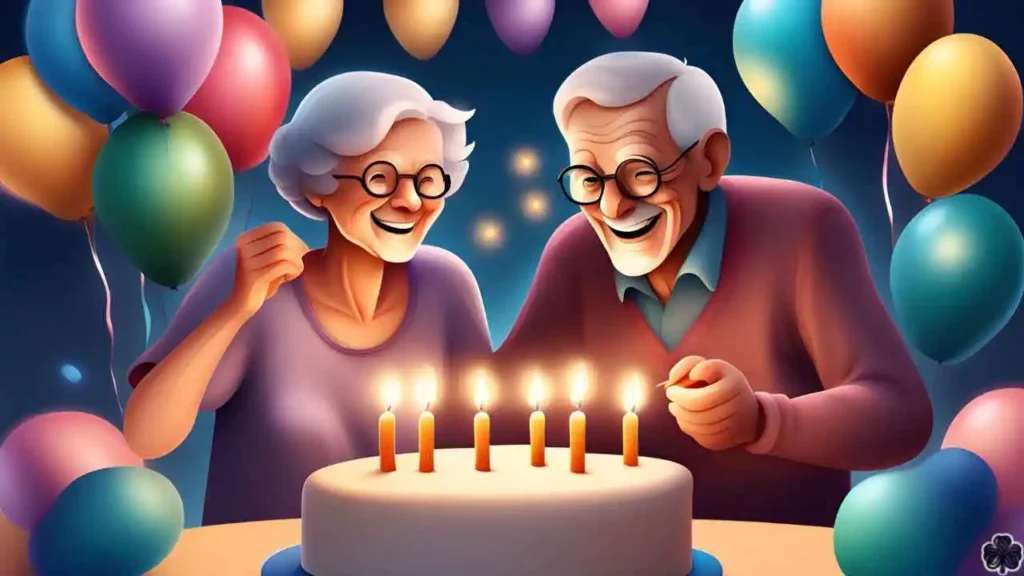 Herzlichen Glückwunsch zum 95. Geburtstag mit Kerzen und Kuchen