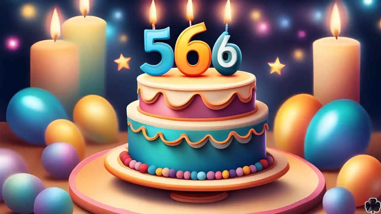 Kuchen zum 56. Geburtstag mit Kerzen und der Zahl 56 darauf