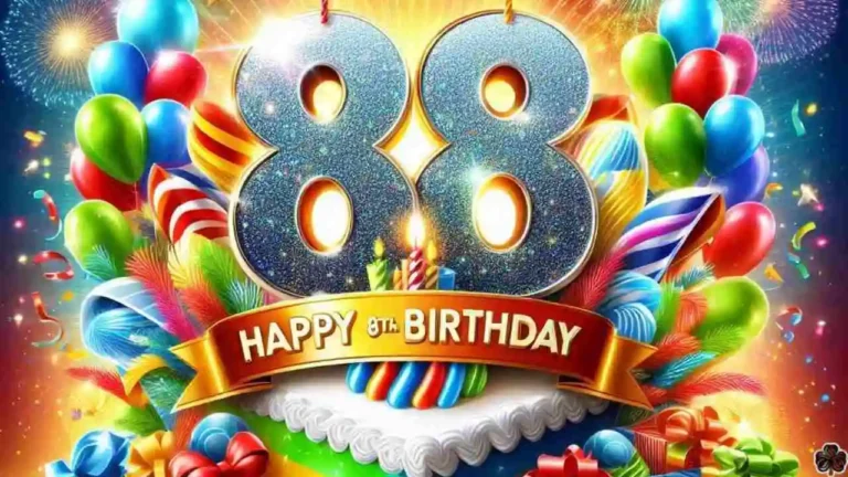 Ein lebhaftes und jubelndes Bild zum 88. Geburtstag mit der Zahl "88" in einer fetten und dynamischen Schrift in schimmerndem Silber oder hellem Gold.