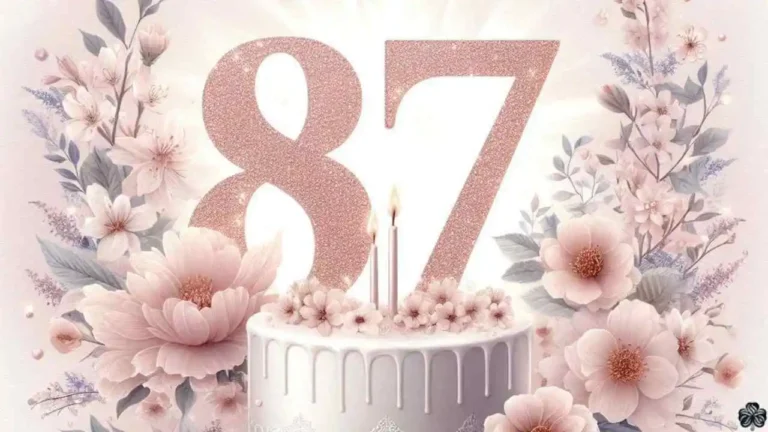 Eine heitere und fröhliche 87. Geburtstag Bild mit der Zahl "87" in einer raffinierten zentriert