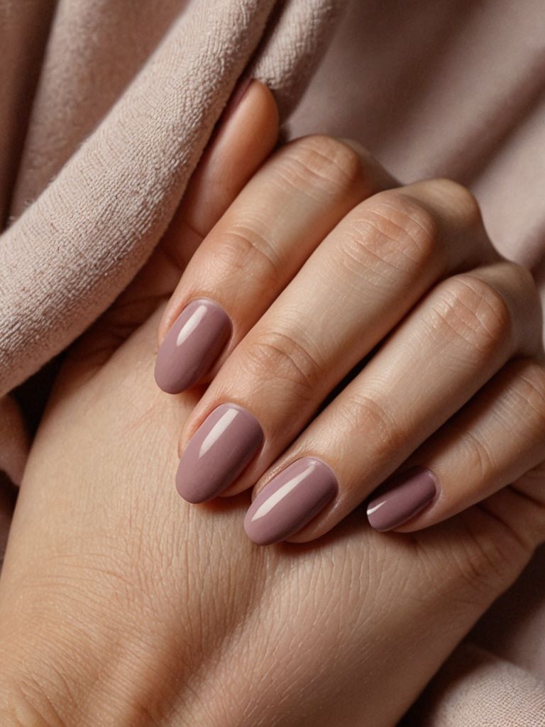 Nägel mit einem weichen, samtig-matten Finish in einem gedeckten Mauve-Ton.