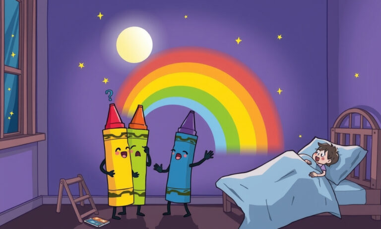 Als die Buntstifte heimlich den Regenbogen malten