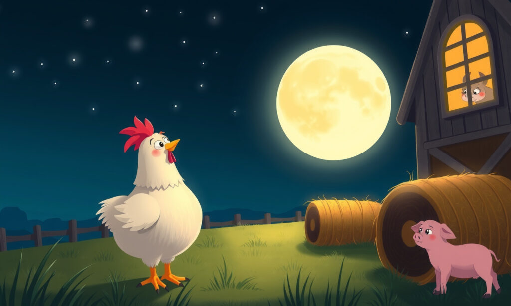 Hugo Huhn gackert Gute Nacht zum Mond