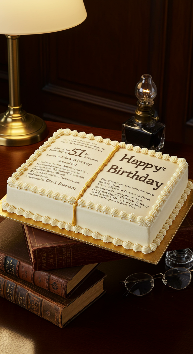 Torte in Buchform mit Schriftzug