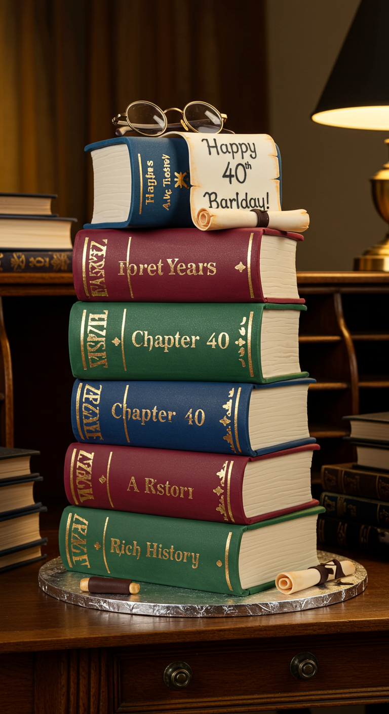 Torte als Bücherstapel mit 