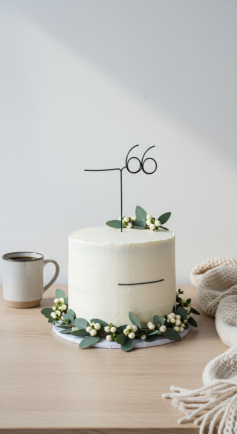 Schlichte weiße Torte mit Eukalyptus, Beeren,