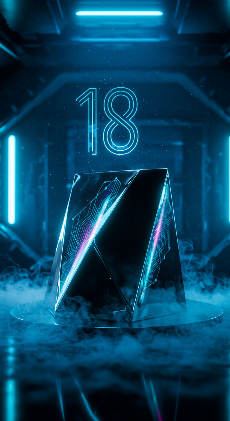 Futuristischer, geometrischer Kuchen mit Neonlicht-Akzenten und