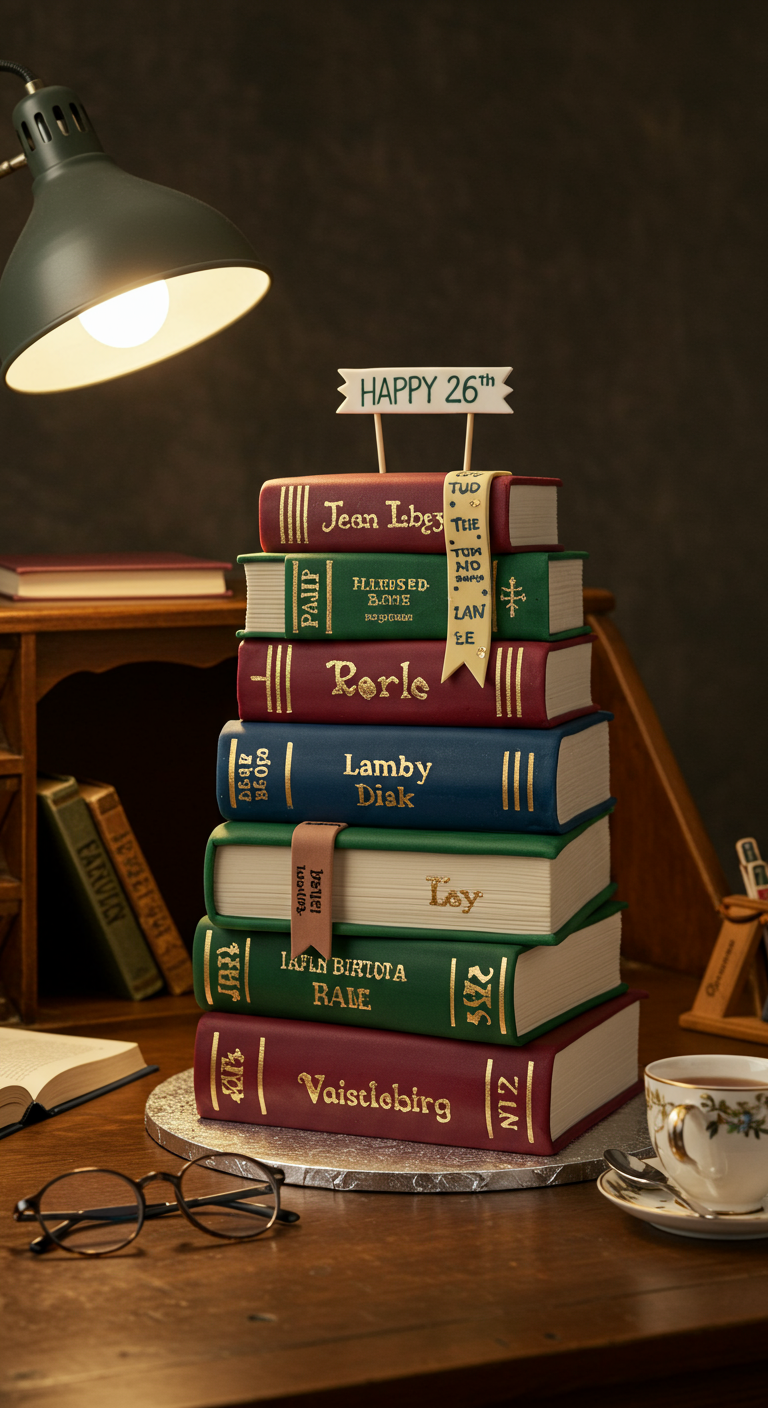 Torte in Form eines Bücherstapels mit