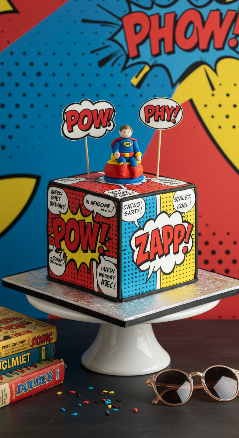 Quadratische Comic-Torte mit