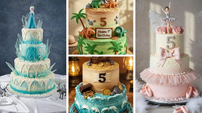 20_ideenreiche_Motto-Torten_f_r_den_5__Kindergeburtstag___von_Dino_bis_Elsa