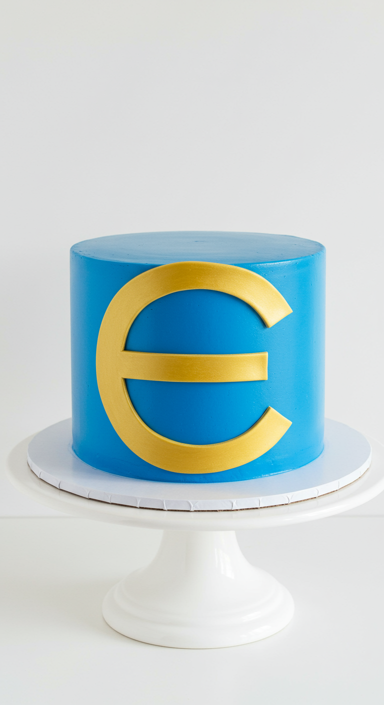 Blaue Torte mit großem goldenem Internet Explorer Logo.