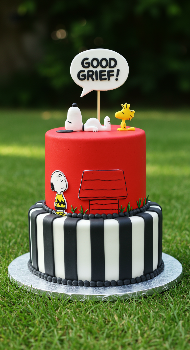 Snoopy Torte mit roter Hundehütte und