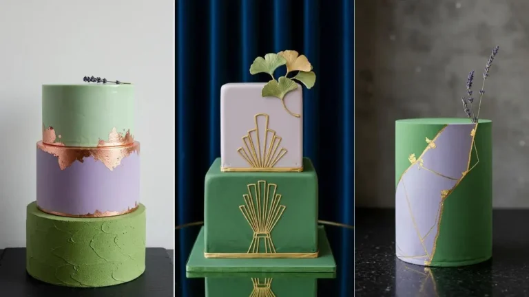 Lavendel-Matcha Hochzeitstorten: Elegante Designs in Grün & Lila für außergewöhnliche Geschmackserlebnisse.