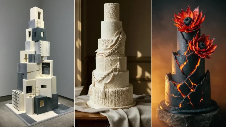 Eindrucksvolle Hochzeitstorten-Designs, von geometrisch über klassisch bis dramatisch. Ideal für jede Hochzeitstorte, auch Einhorn.