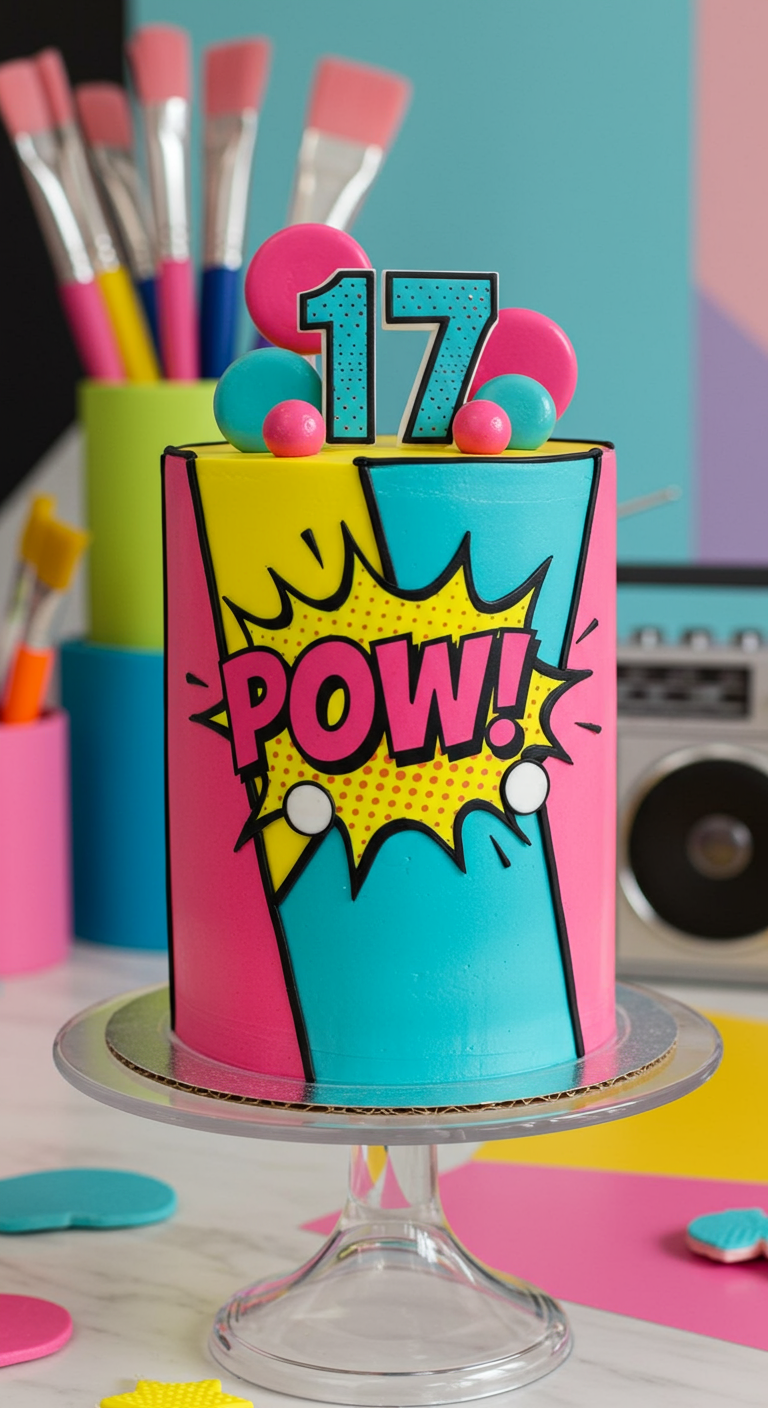 Knallbunte Comic-Torte mit