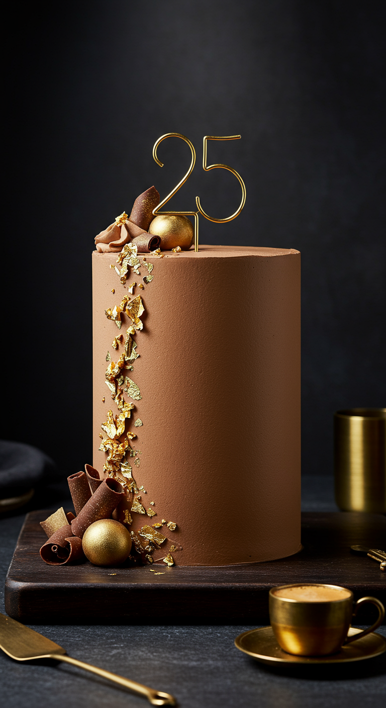 Dunkle Schokoladentorte mit goldenem