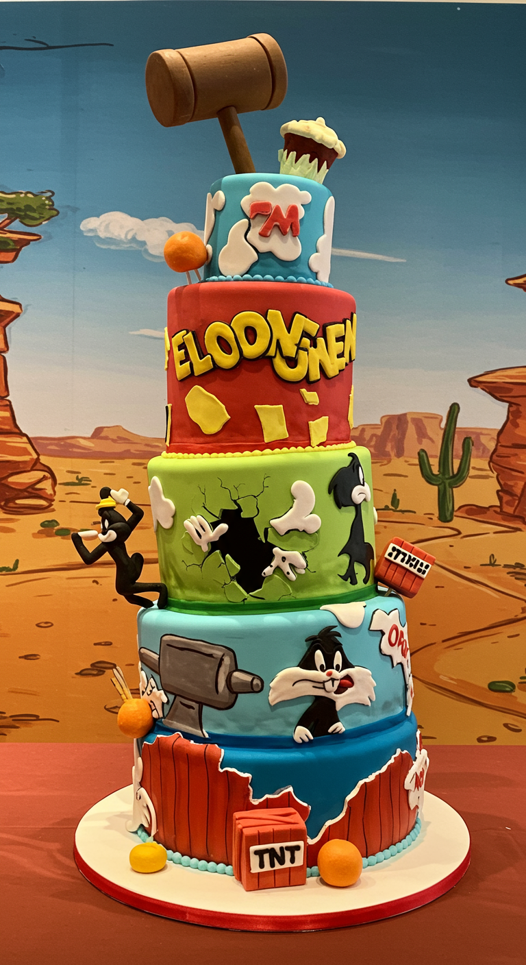 Looney Tunes Torte mit Bugs Bunny, Sylvester und TNT.