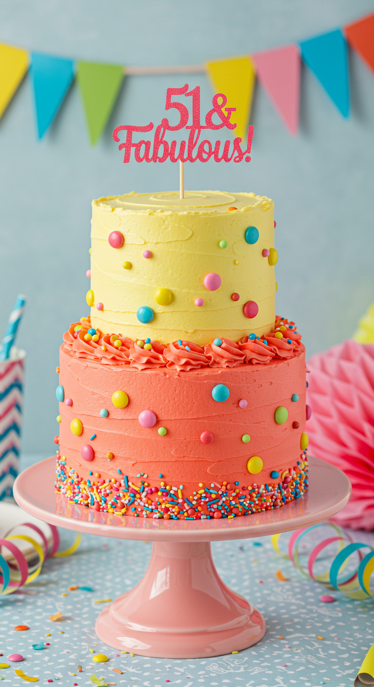 Zweistöckige bunte Torte mit Streuseln und