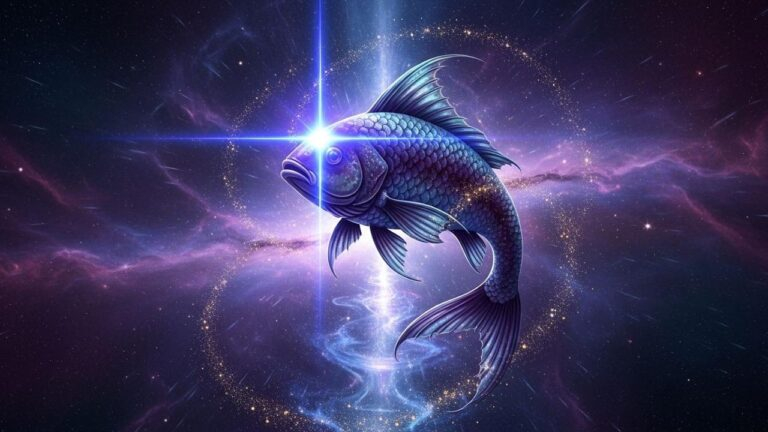 Fisch mit Geistesblitz vor Sternenhimmel. Intuition am 13.06.