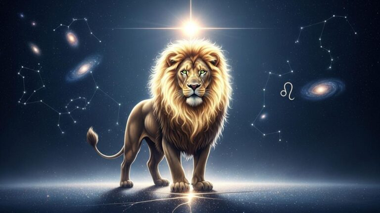 Sternzeichen Löwe vor kosmischem Hintergrund, passend zum Horoskop am 15. Juni.