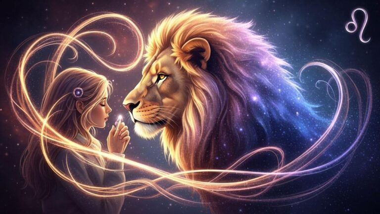 Löwe und Frau, tiefe emotionale Verbindung. Astrologie, Horoskop.