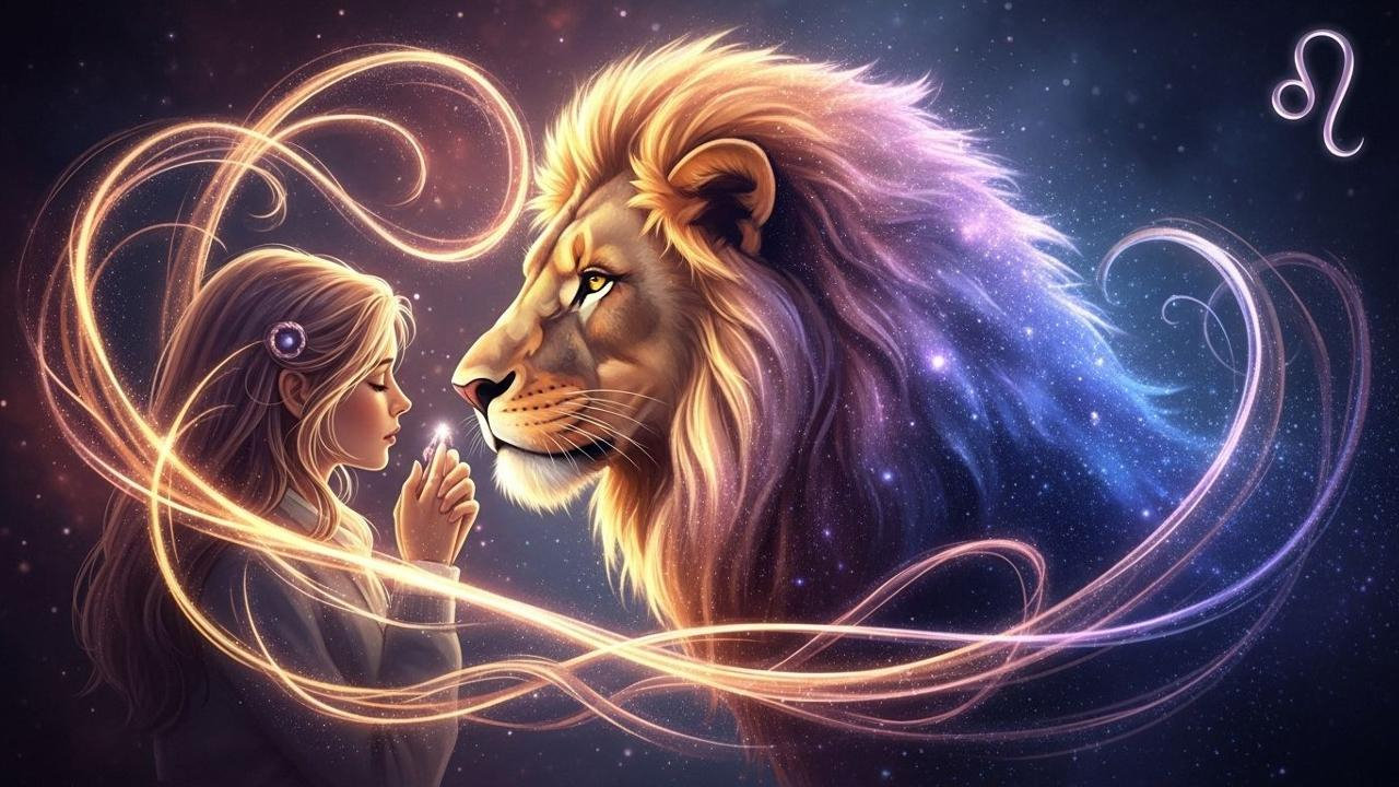 Löwe und Frau, tiefe emotionale Verbindung. Astrologie, Horoskop.