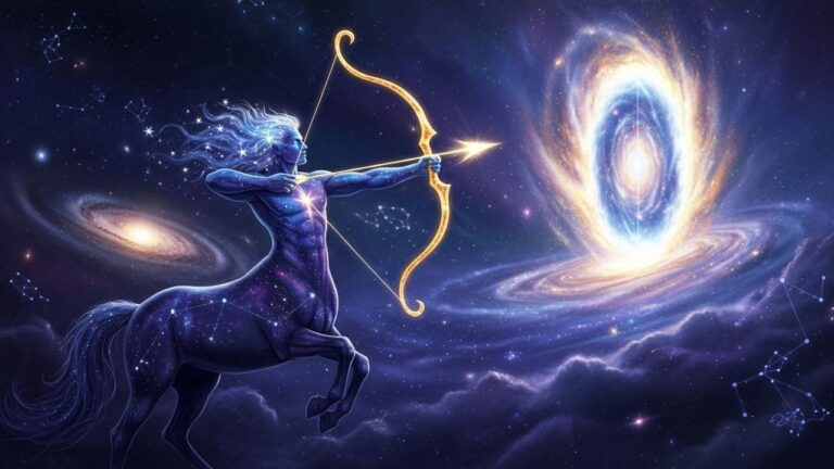 Schütze zielt mit Pfeil auf Portal zu neuen Horizonten, Sterne & Galaxien. Chance am 13. Juni?
