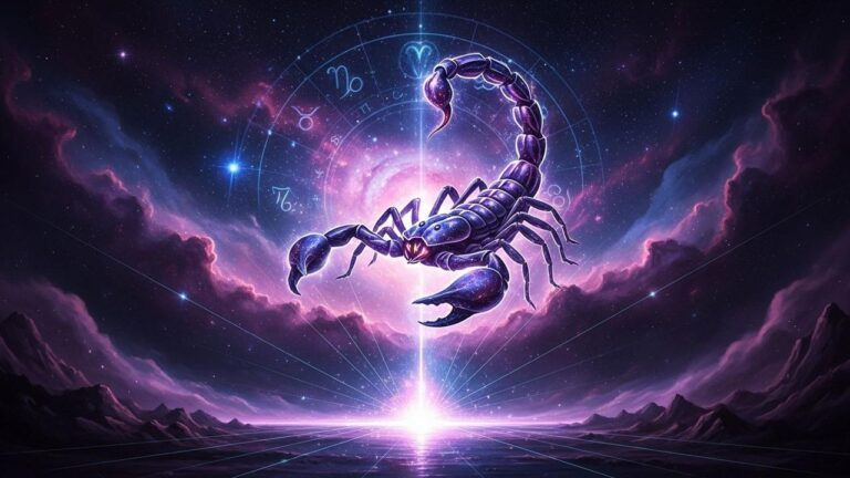 Sternbild Skorpion vor kosmischem Hintergrund; Enthüllung am 11. Juni.