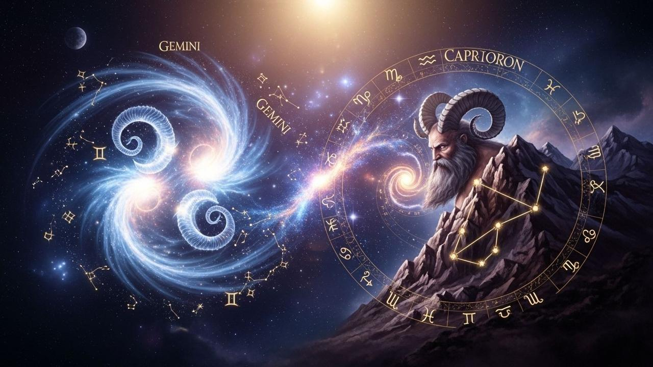 Sternzeichen Zwillinge und Steinbock im Kosmos. Horoskop-Symbolik für den Juli.